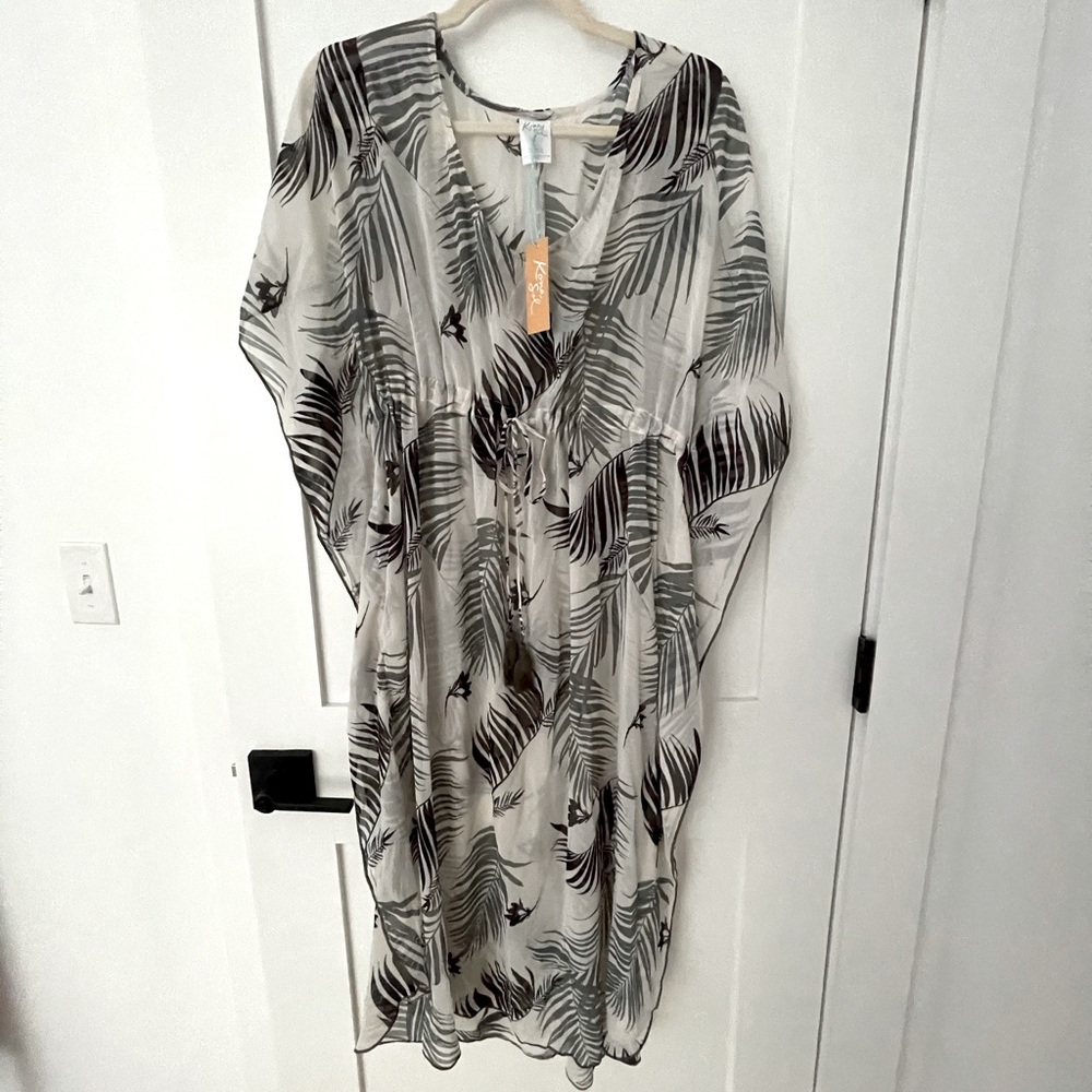 Kona Sol Swim Coverup Palm Tree Print Size M